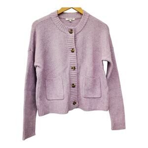 Madewell Colburne Cardigan Button Wool Blend Sweater Purple S